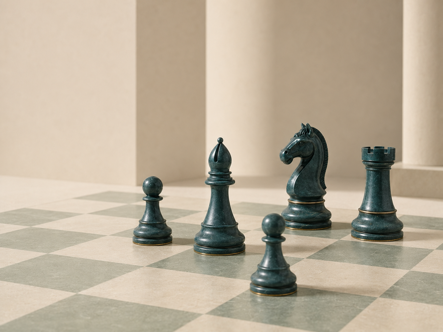 Five chess pieces representing different capabilities available to a business strategy